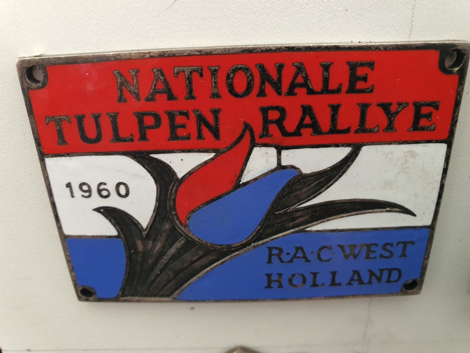Gezocht of ruilen: vintage Nationale Tulpenrallye badge 1960, Ophalen of Verzenden