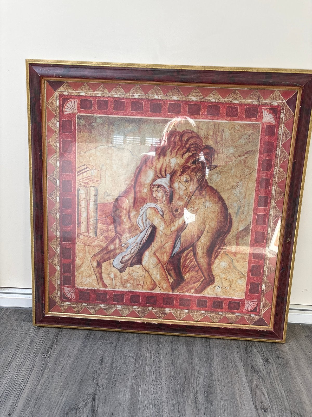 Klassiek schilderij met mythologische scène - 68x68 cm, Antiek en Kunst, Kunst | Schilderijen | Klassiek, Ophalen of Verzenden