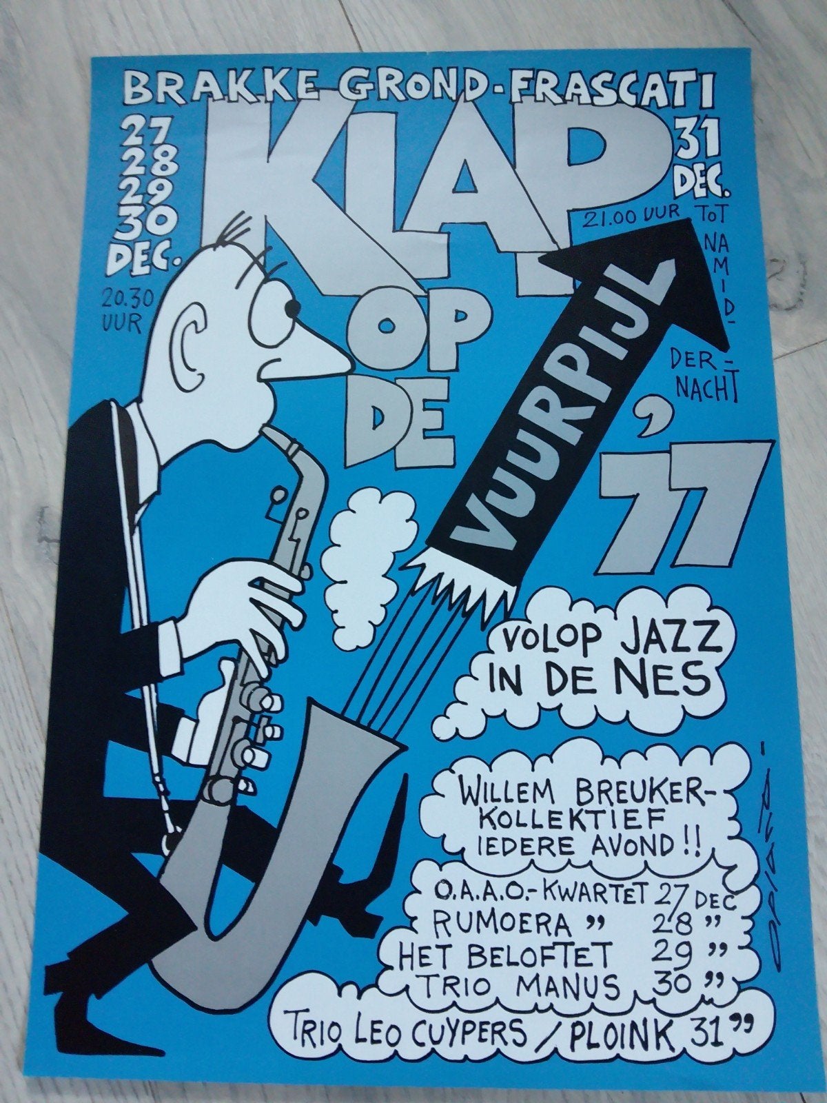 Vintage Klap op de Vuurpijl '77 Jazz Poster, Ophalen of Verzenden, A1 t/m A3, Muziek, Rechthoekig Staand