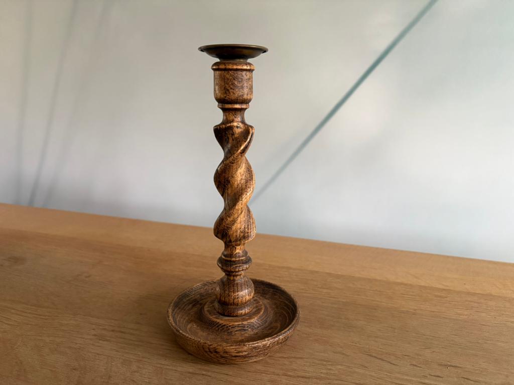 Prachtige vintage Engelse barley twist kandelaar, Antiek en Kunst, Ophalen of Verzenden, Overige materialen