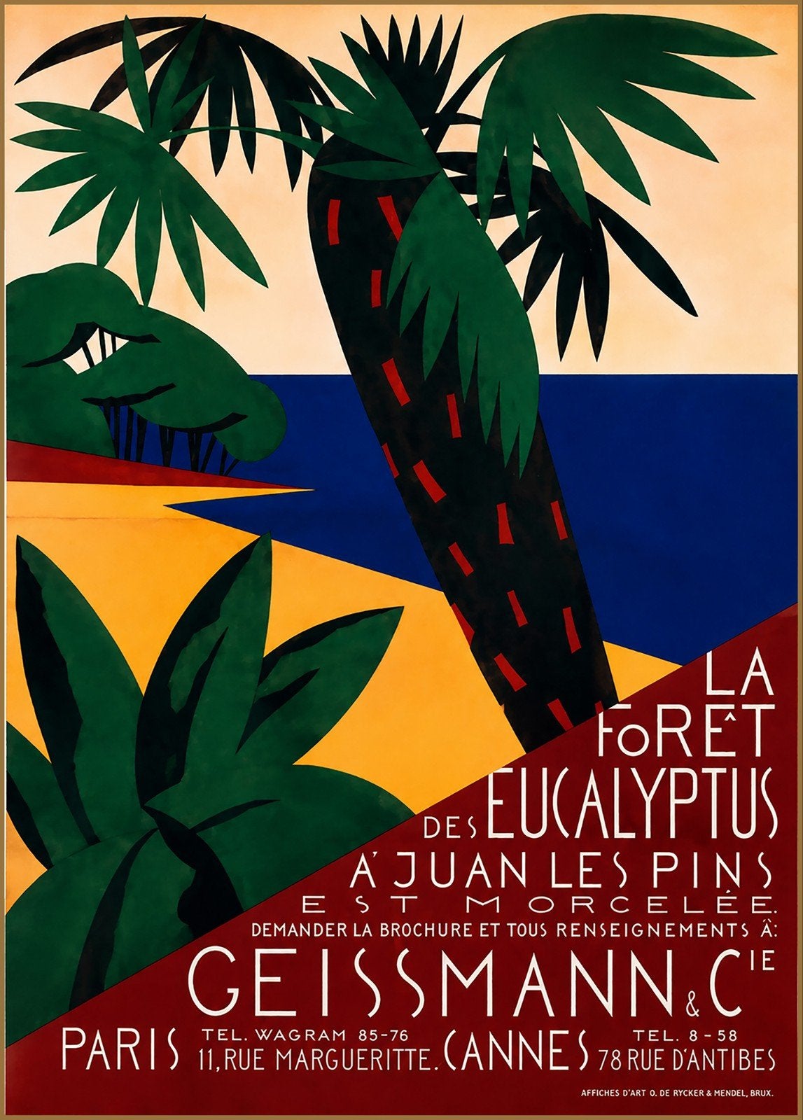 Vintage Poster: La Forêt des Eucalyptus Juan les Pins, Ophalen of Verzenden