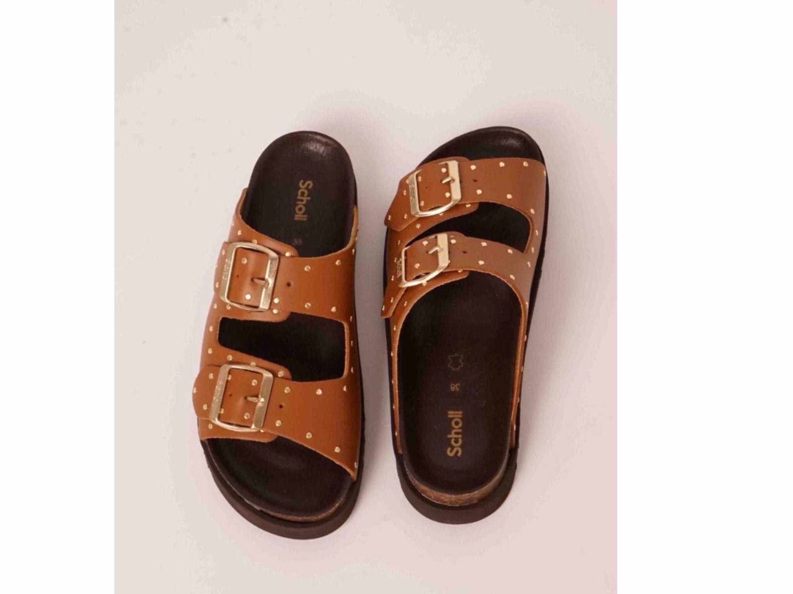 NIEUWE SCHOLL LEREN SLIPPERS COGNAC MAAT 40, Overige kleuren, Nieuw, Sandalen of Muiltjes, Ophalen of Verzenden