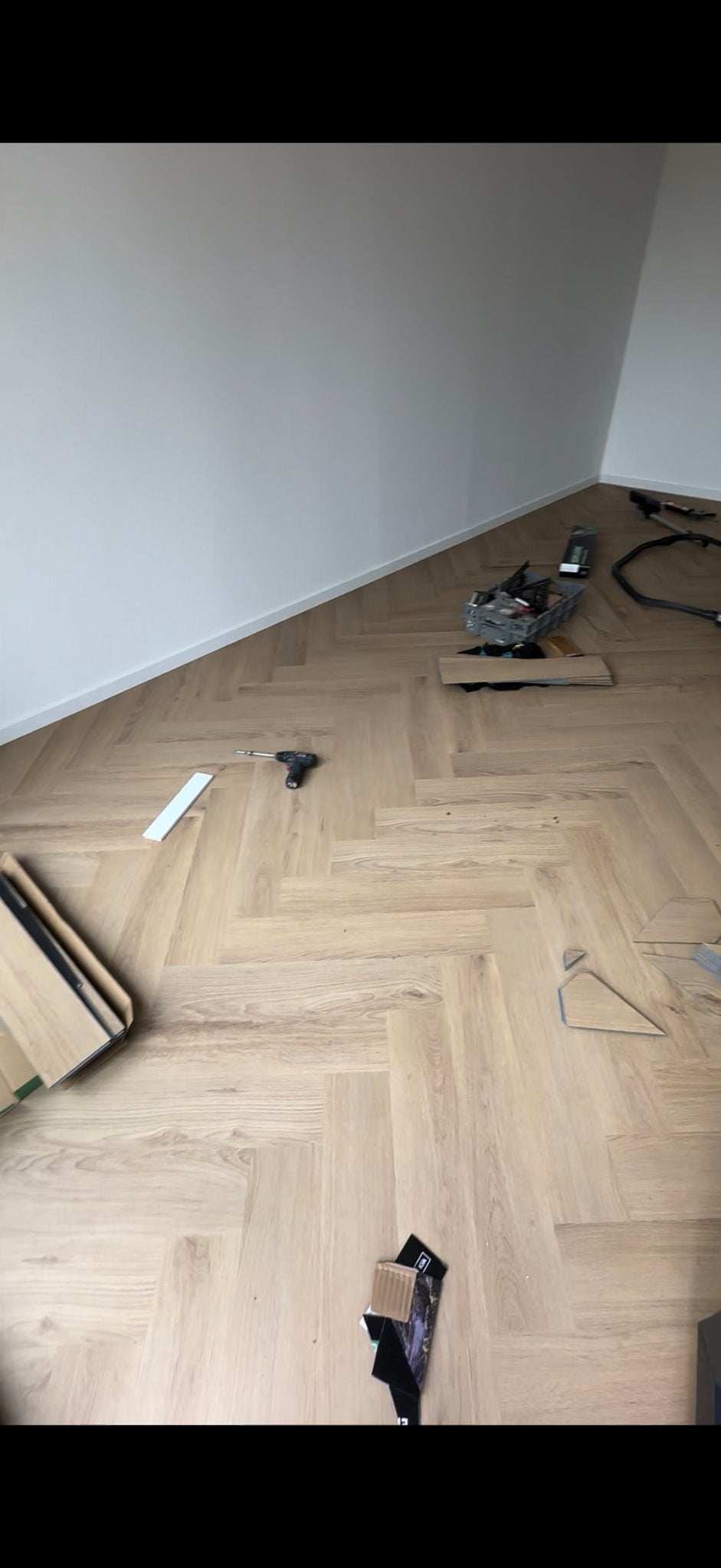 Pvc click visgraat vloer met ondervloer, ca. 50m2, Ophalen, Kunststof, Gebruikt, 50 tot 150 cm