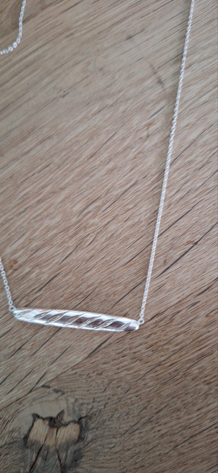 Ketting anna+nina baguette/stokbroodje zilver, Met hanger, Ophalen of Verzenden, Zo goed als nieuw, Zilver