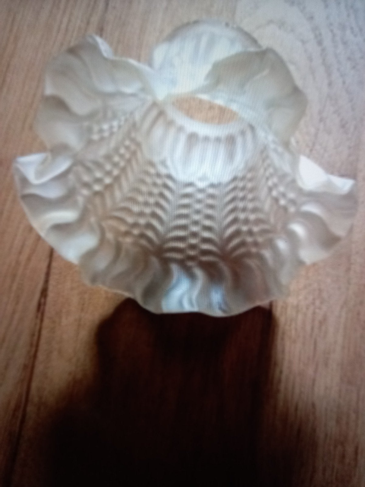 Vintage glazen lampenkap, mat glas, geplooid, Antiek en Kunst, Ophalen of Verzenden