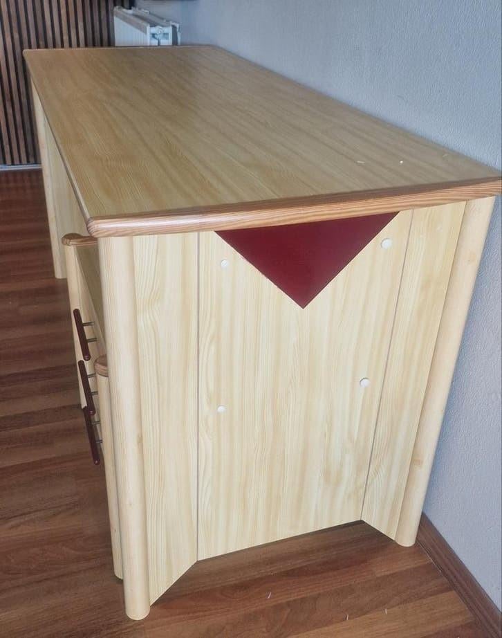 Complete Slaapkamer Set – Houtlook met Rode Details (Onbesch, Ophalen of Verzenden, Zo goed als nieuw
