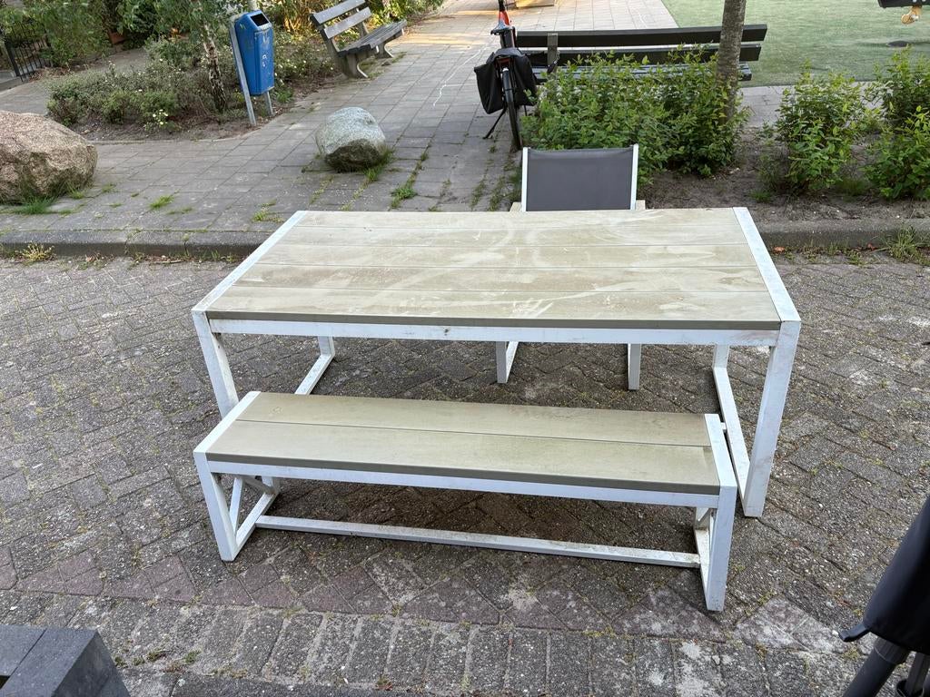 Tuinset met tafel, bank en stoelen, Tuin en Terras, Tuinsets en Loungesets, 4 zitplaatsen, Gebruikt, Aluminium, Ophalen of Verzenden