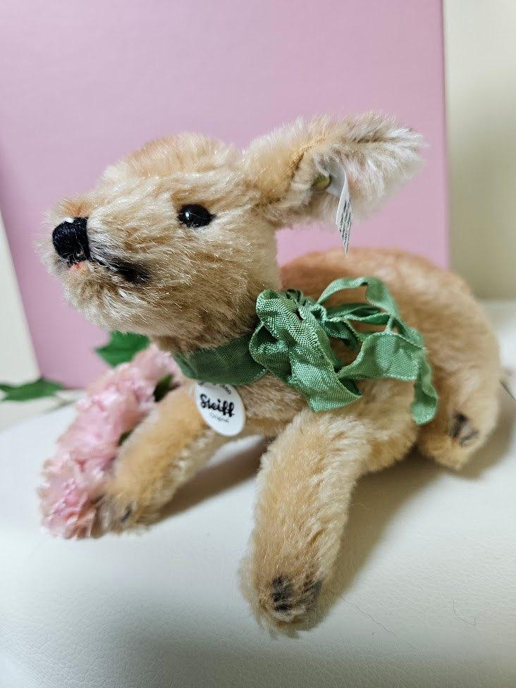 Steiff ree hertje liggend 18cm mohair beer kerst kersmis, Verzamelen, Ophalen of Verzenden, Nieuw, Overige typen, Steiff