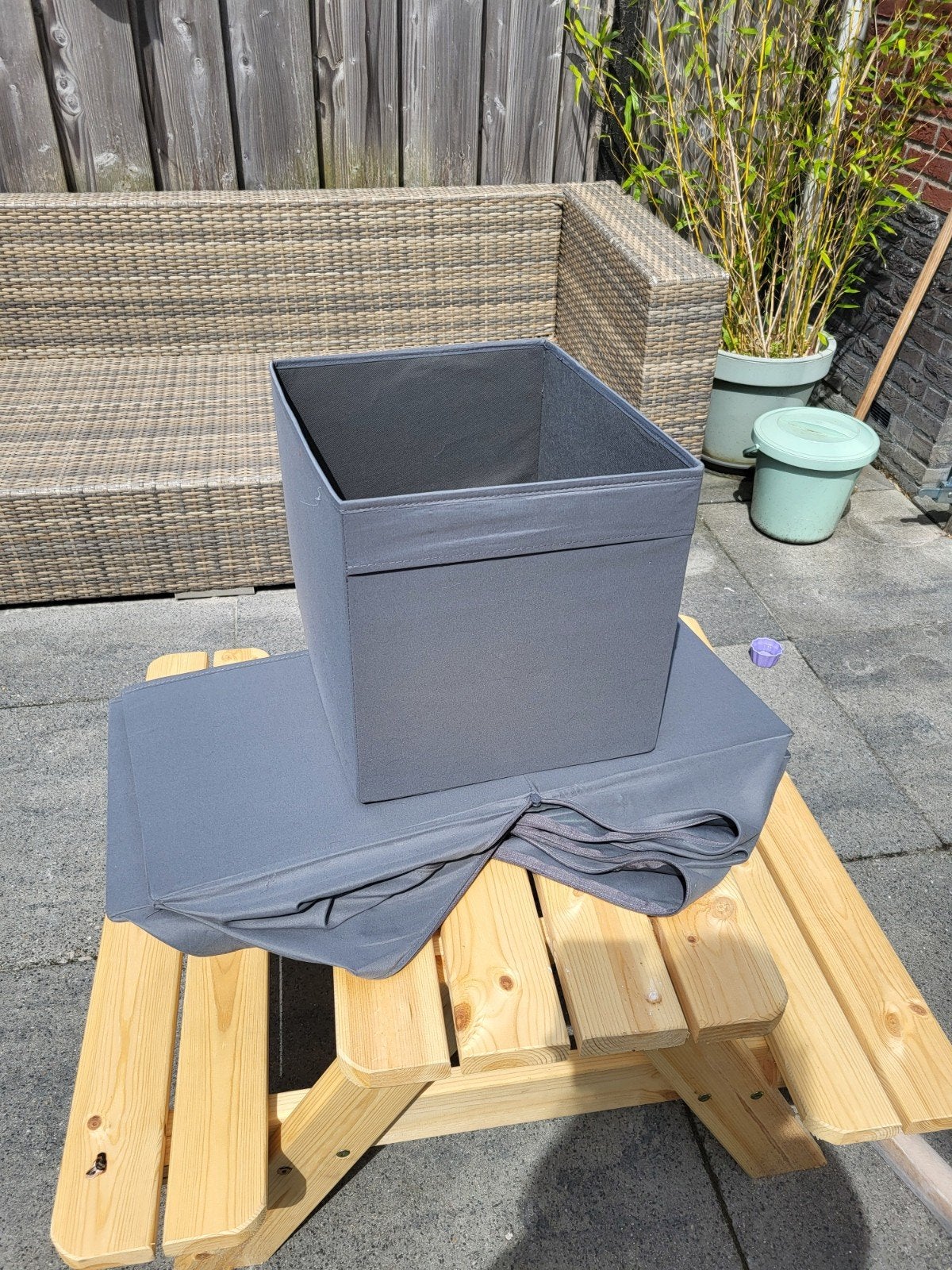 8 stuks IKEA DRÖNA bakken, donkergrijs, 33x38x33 cm, Huis en Inrichting, Woonaccessoires | Overige, Gebruikt, Textiel, Grijs, Ophalen