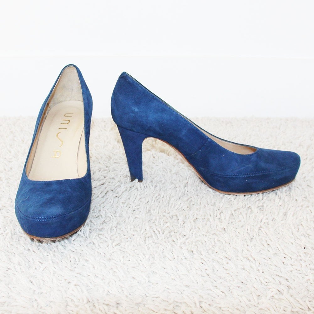 Schitterende Suede Unisa Pumps -s11 (Maat 38) € 50,-, Pumps, Blauw, Ophalen of Verzenden, Zo goed als nieuw