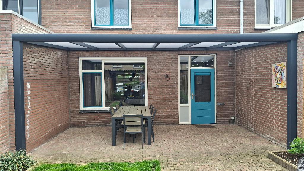 Polycarbonaat afdak met spotjes, Ophalen, Gebruikt, Veranda