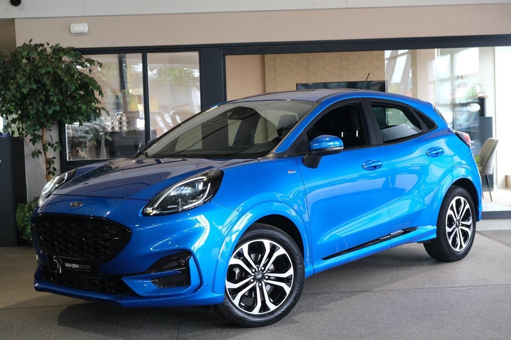 Ford Puma 1.0 EcoBoost Hybrid ST-Line Navi Led Cruise, Auto's, Voorwielaandrijving, Zwart, Blauw, Origineel Nederlands
