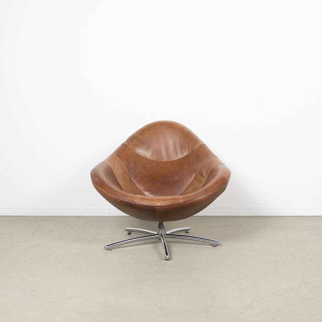 2x Label Hidde Fauteuil Donker Cognac Leer, Huis en Inrichting, Fauteuils, Niet ingevuld, Niet ingevuld, 75 tot 100 cm, Zo goed als nieuw