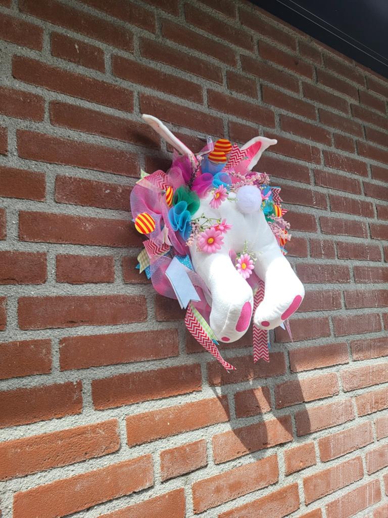 Paashaas decoratie - ca. 40 cm, Ophalen, Textiel, Meerkleurig, Knutselwerk