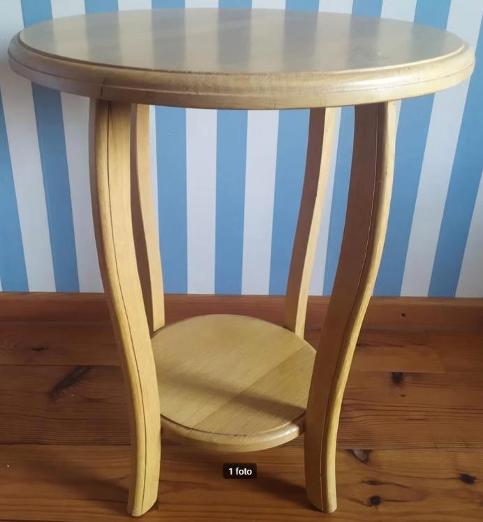 rond blank eiken bijzettafel, Huis en Inrichting, Tafels | Bijzettafels, 45 tot 60 cm, Minder dan 55 cm, Gebruikt, Rond
