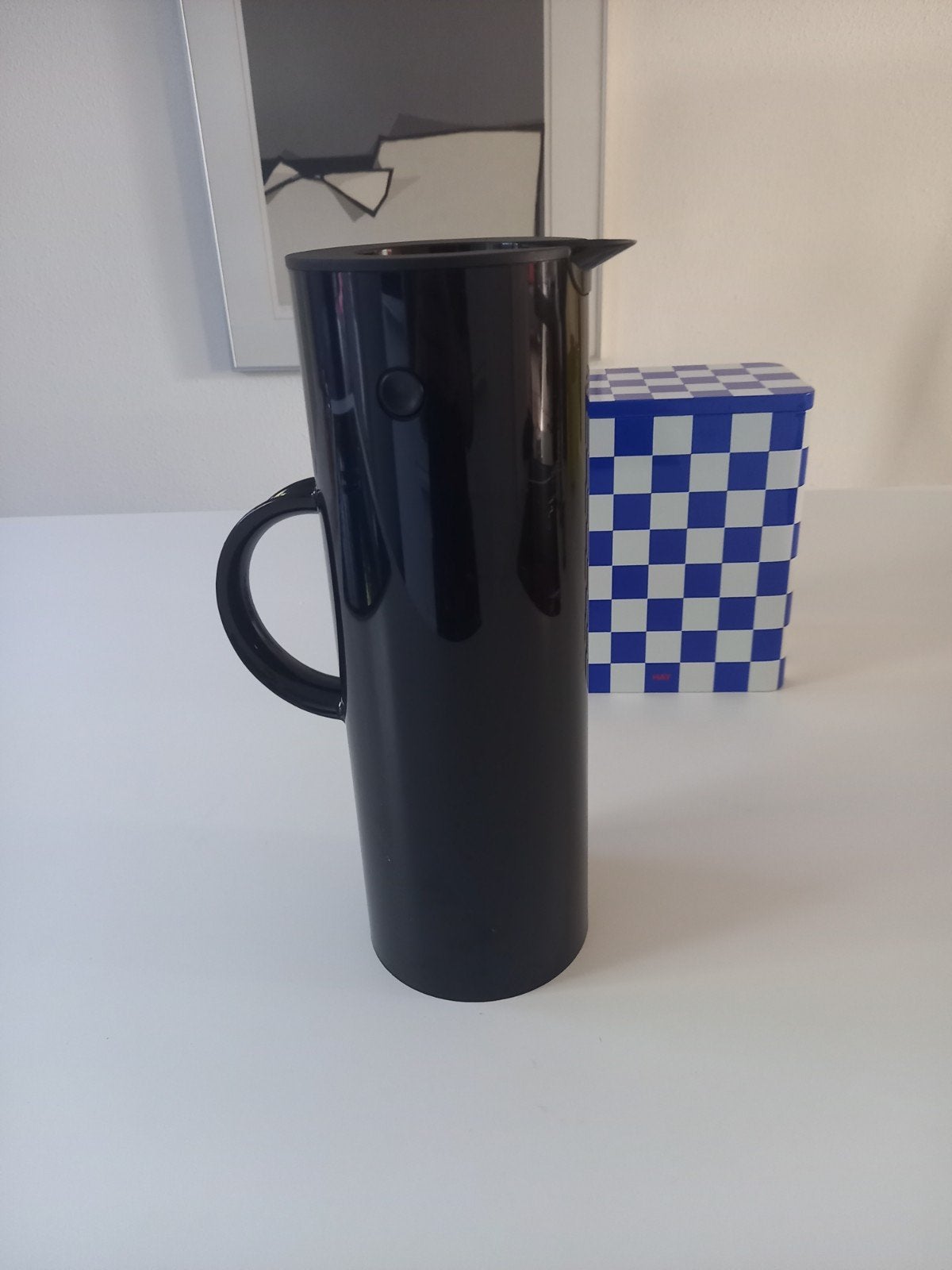 Steltonkan Zwart - Klassieke Thermoskan, Theepot/fluitketel, Gebruikt, Ophalen of Verzenden, Zwart