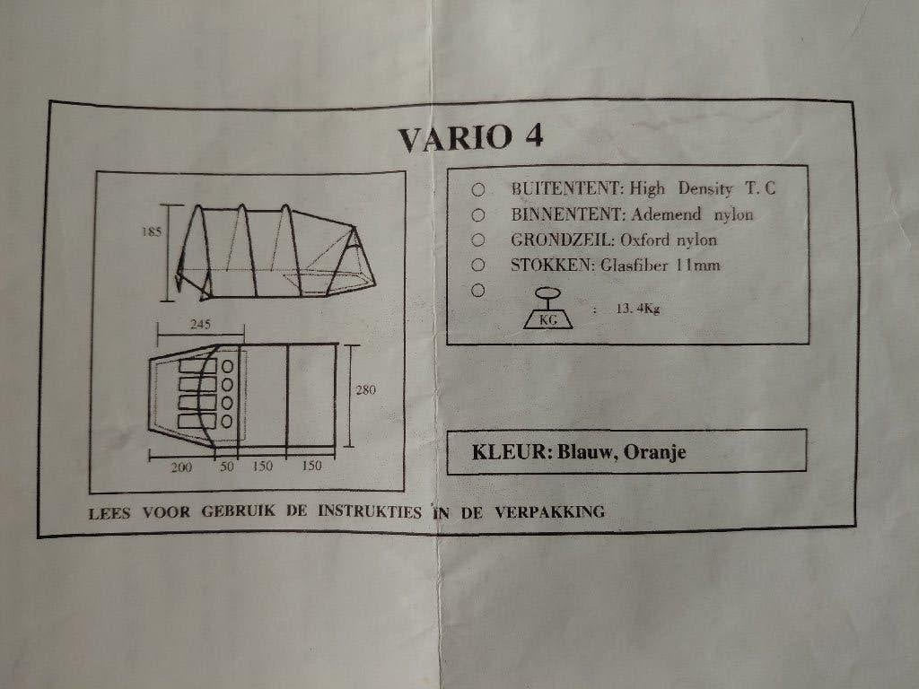 Gelert vario 4 Boogtent ademende Polykatoen, Ophalen, Tot en met 4