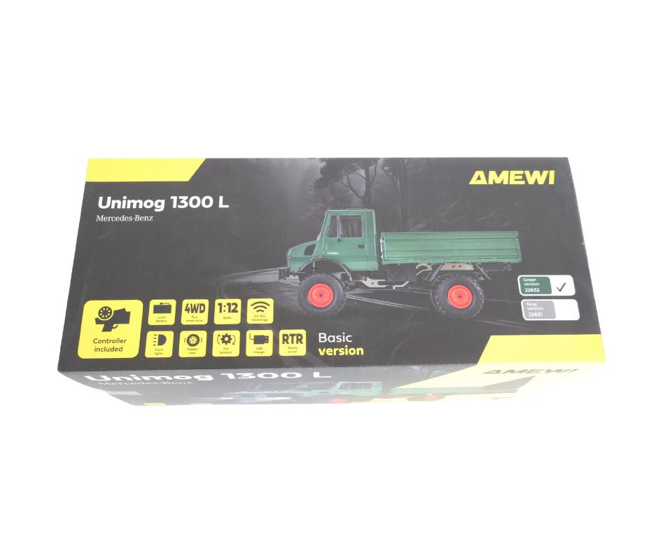 Amewi Mercedes-Benz Unimog Basic 4WD 1/12 RTR Green, Ophalen of Verzenden, Nieuw, Overige schalen, Auto offroad