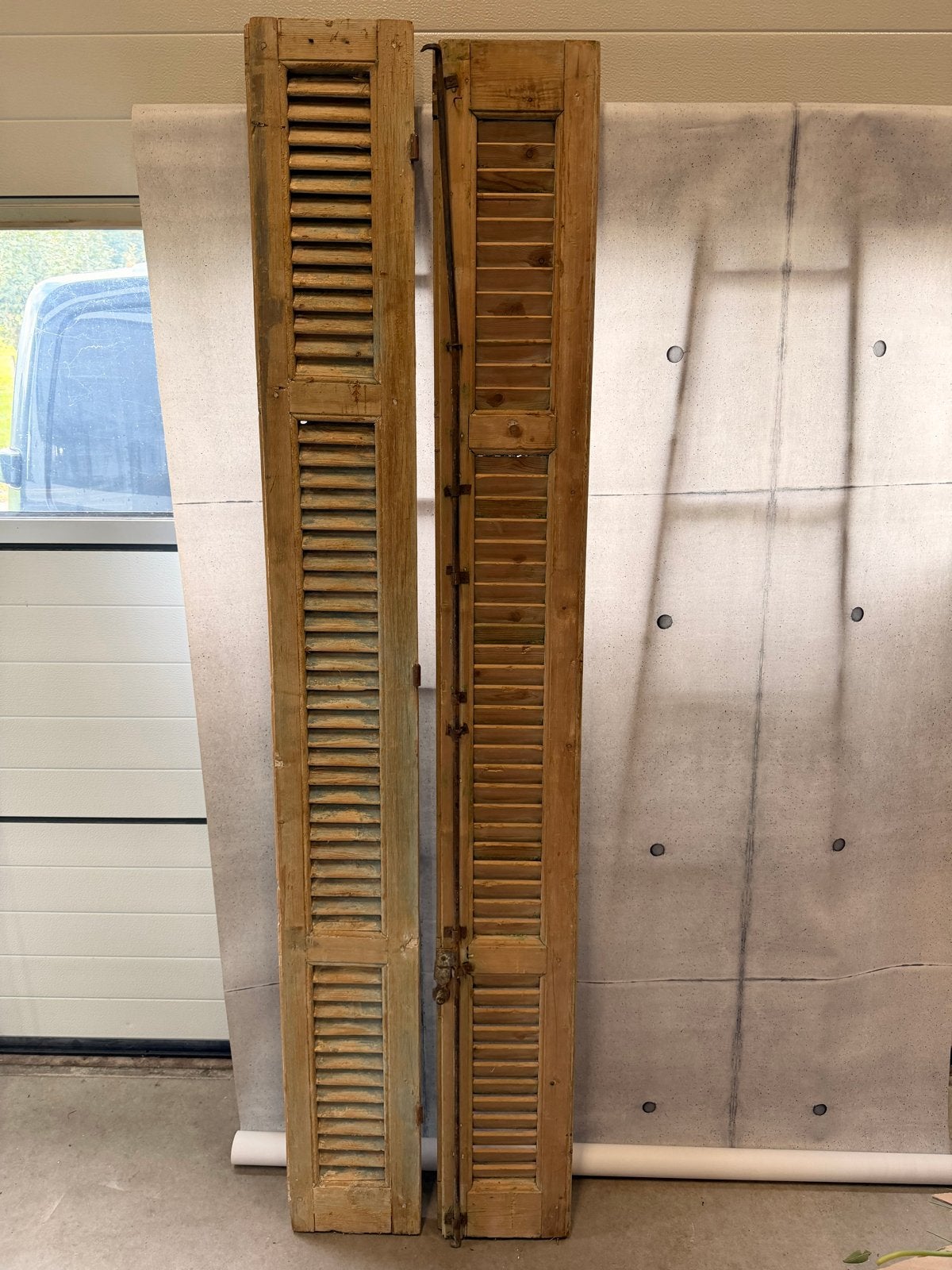 Antieke houten luiken - set van 2, Gebruikt, Minder dan 80 cm, Overige typen, Ophalen of Verzenden
