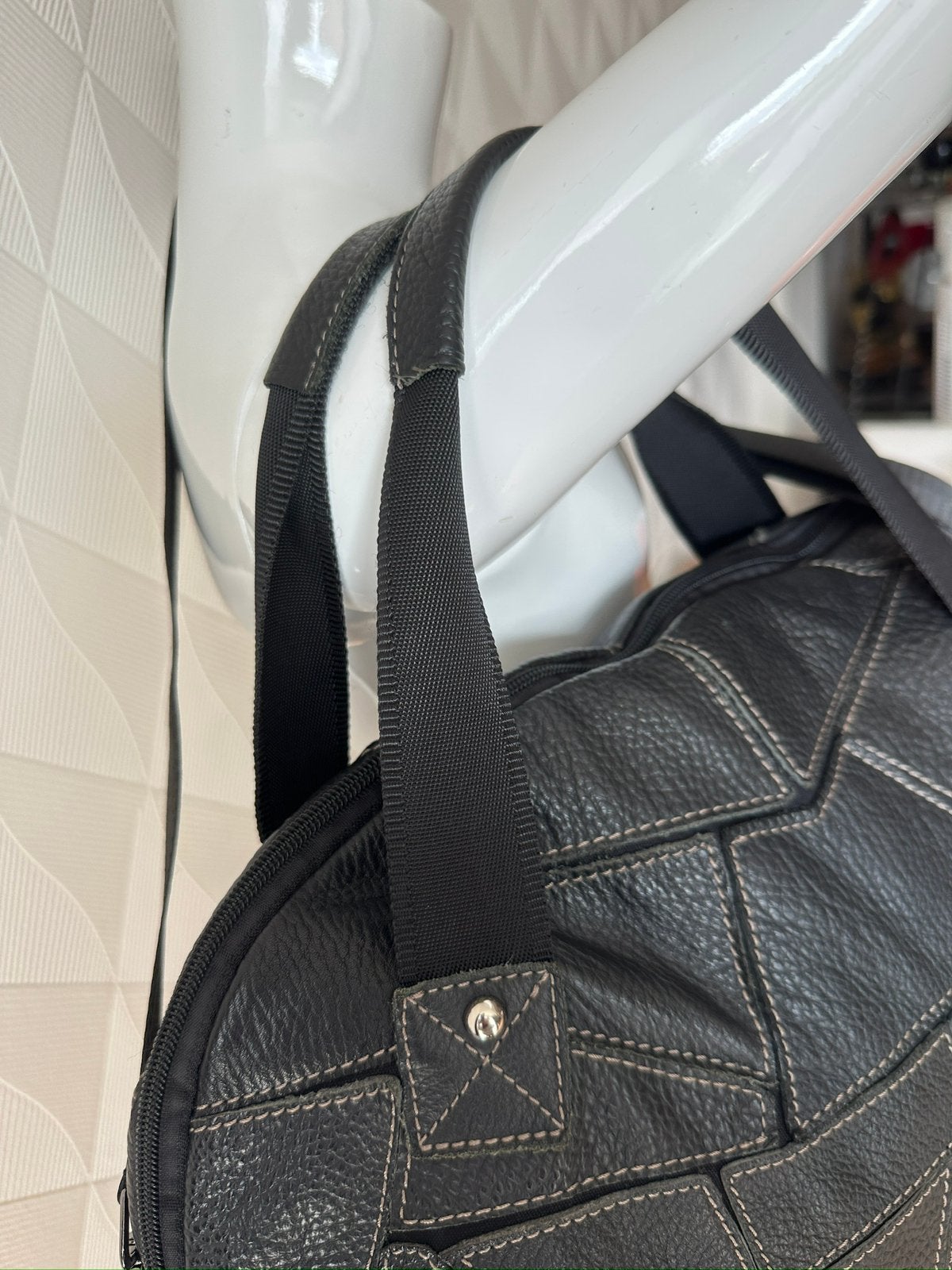 Tas, patchwork, groot, leer, Ophalen of Verzenden, Gebruikt, Zwart, Shopper