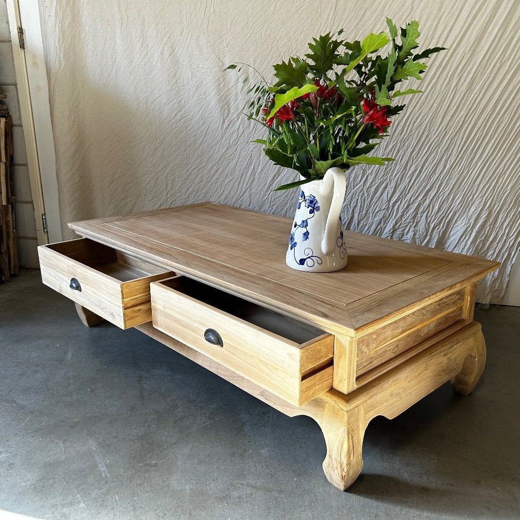 opium tafel - teakhout - 140 x 70 cm - Gratis bezorgd, TTM Wonen, Meubels – (Perzische) Tapijten en Woonaccessoires, 100 tot 150 cm