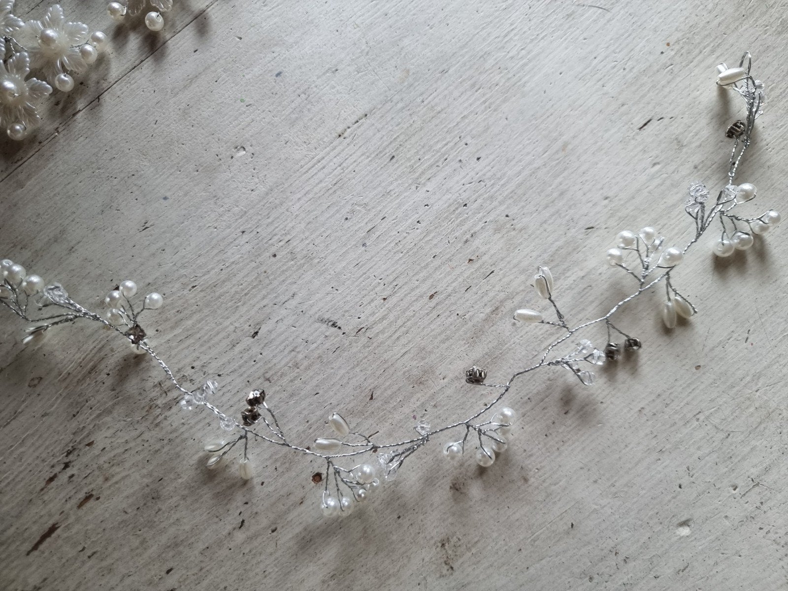Bruidshaaraccessoires: Haarband en Speldjes met Parels, Ophalen of Verzenden, Zo goed als nieuw, Wit, Accessoires