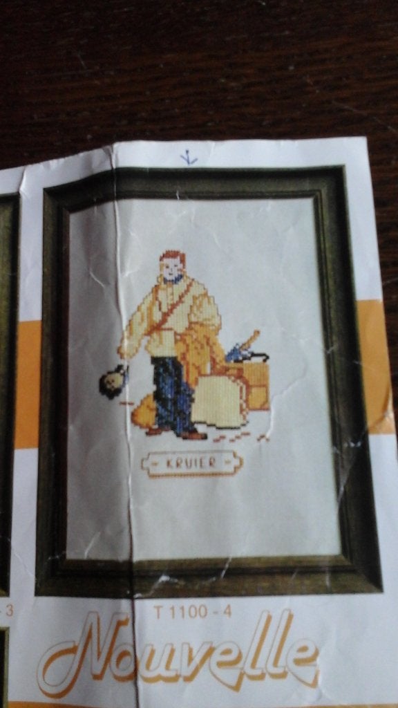 Borduurpakket van een kruier, wel iets aan begonnen, Ophalen of Verzenden, Zo goed als nieuw, Handborduren, Borduurpakket