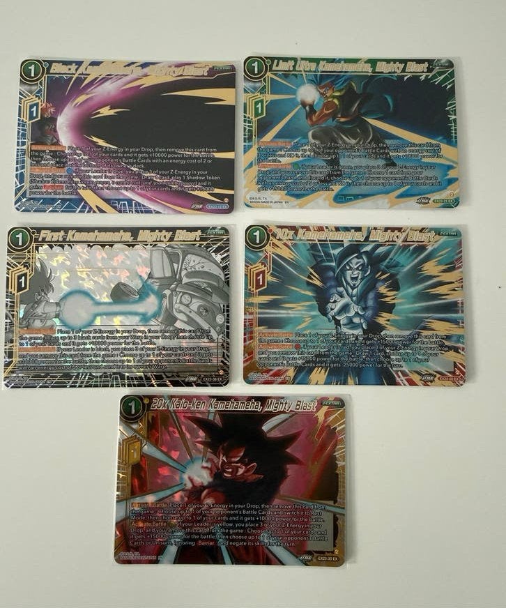 Dragon Ball Super - Set van 5 kaarten BE23 - mighty Blast, Ophalen, Zo goed als nieuw, Meerdere kaarten
