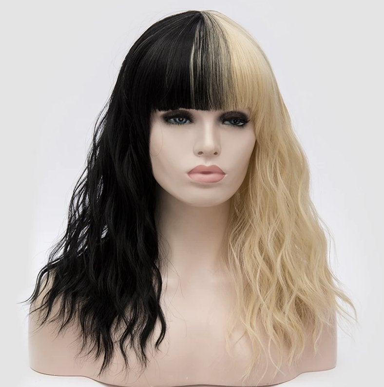 Blonde Zwarte Bob Pruik Met Slag Haar Haren Dames Vrouwen, Verzenden, Nieuw, Pruik of Haarverlenging
