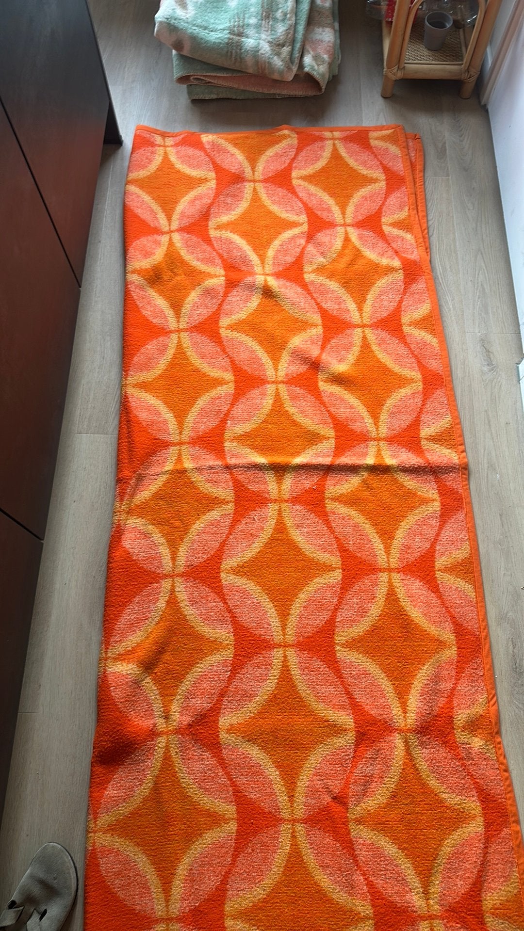 Vintage deken retro print, Huis en Inrichting, Woonaccessoires | Plaids en Woondekens, Ophalen of Verzenden, Zo goed als nieuw