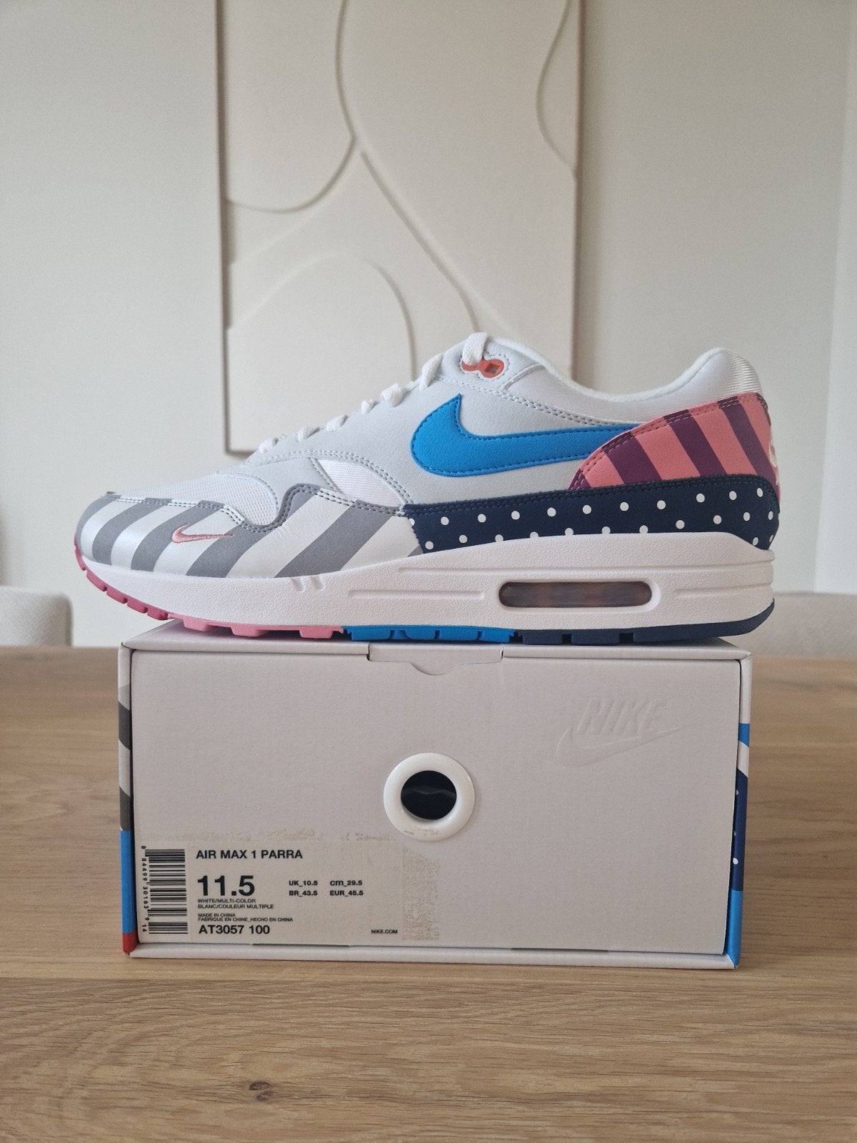 Nike Air Max 1 x Piet Parra | 45,5, Kleding | Heren, Schoenen, Overige kleuren, Nike Air Max 1, Nieuw, Ophalen of Verzenden