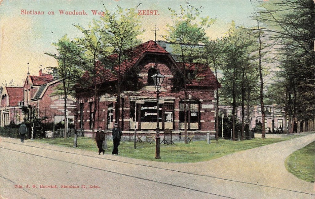 AZ803 Zeist Slotlaan en Woudenb. weg tulpkaart 1909, Verzenden, Voor 1920, Gelopen, Utrecht