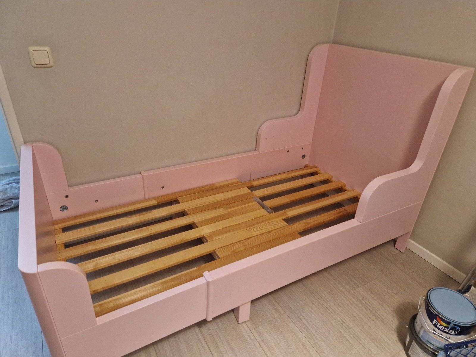 IKEA Busunge Meegroeibed Roze, Ophalen, Gebruikt, 70 tot 85 cm, Lattenbodem