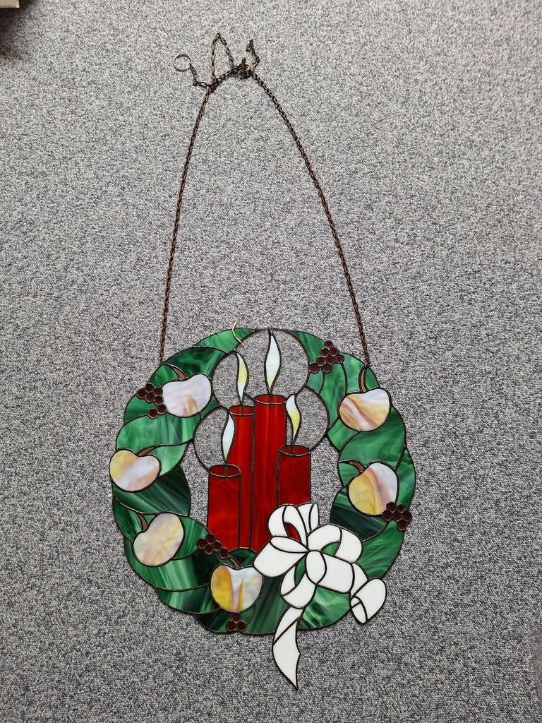 Tiffany Kerstkrans raamhanger, Ophalen of Verzenden