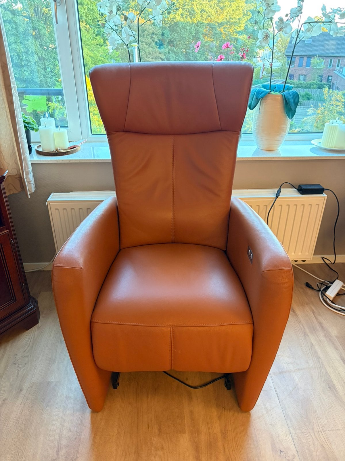 Prominent elektrische relaxfauteuil –cognac/bruin