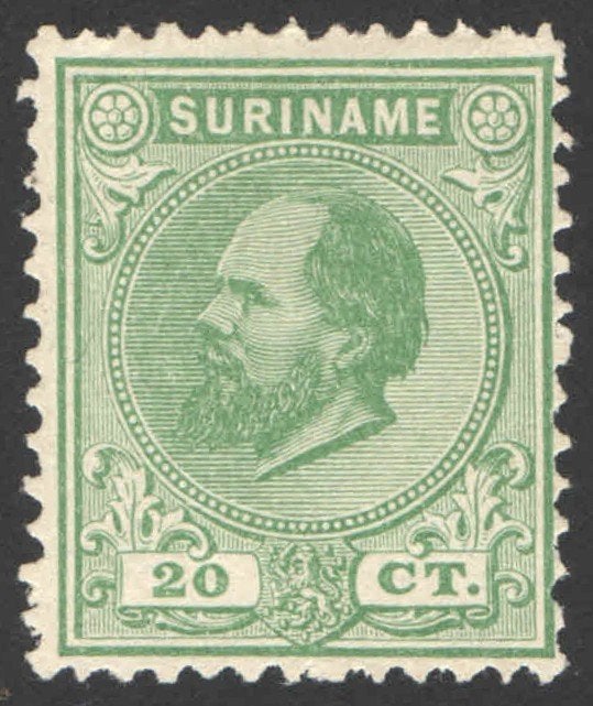 Suriname NVPH nr 9 ongebruikt Koning Willem III 1873, Ophalen of Verzenden, Postfris