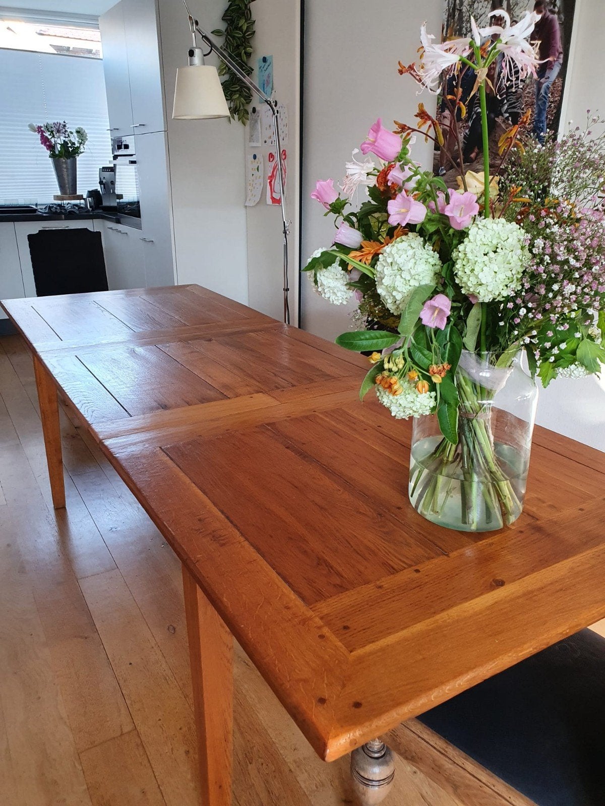 Eikenhouten eettafel uitschuifbaar (180-260), Huis en Inrichting, Tafels | Eettafels, Ophalen, Gebruikt, Eikenhout, 50 tot 100 cm