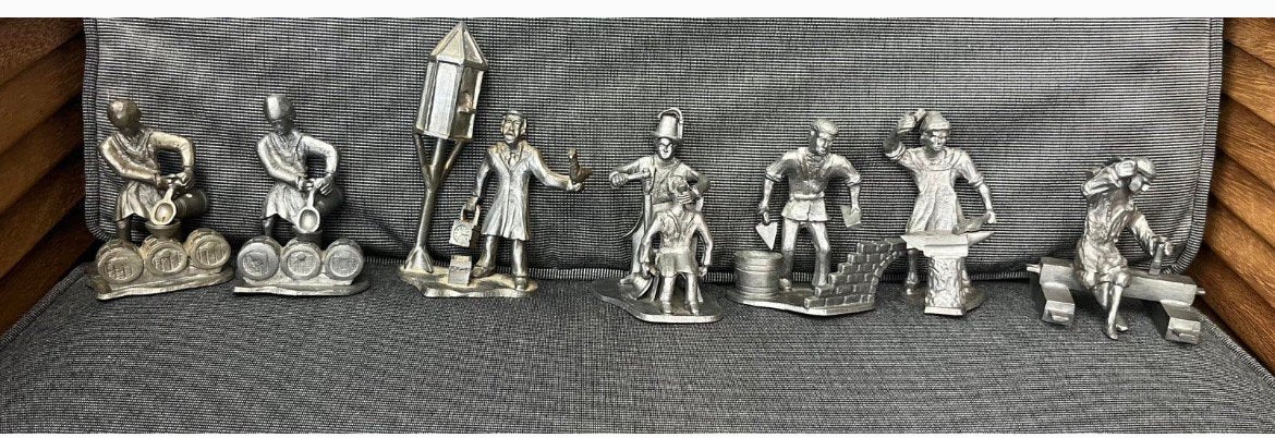 Set van 90% Tinnen Beeldjes ( met Engel stempel) Ambachten, Ophalen of Verzenden, Zo goed als nieuw
