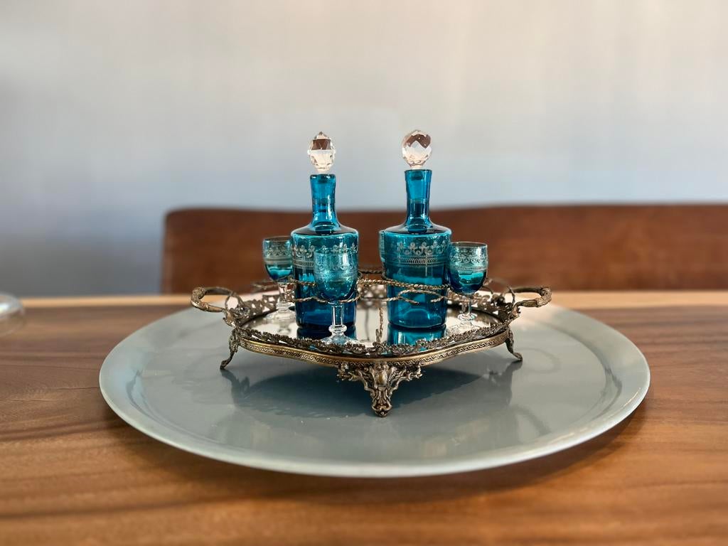 Likeurset antiek glas Napoleon III, Antiek en Kunst, Antiek | Glas en Kristal, Ophalen