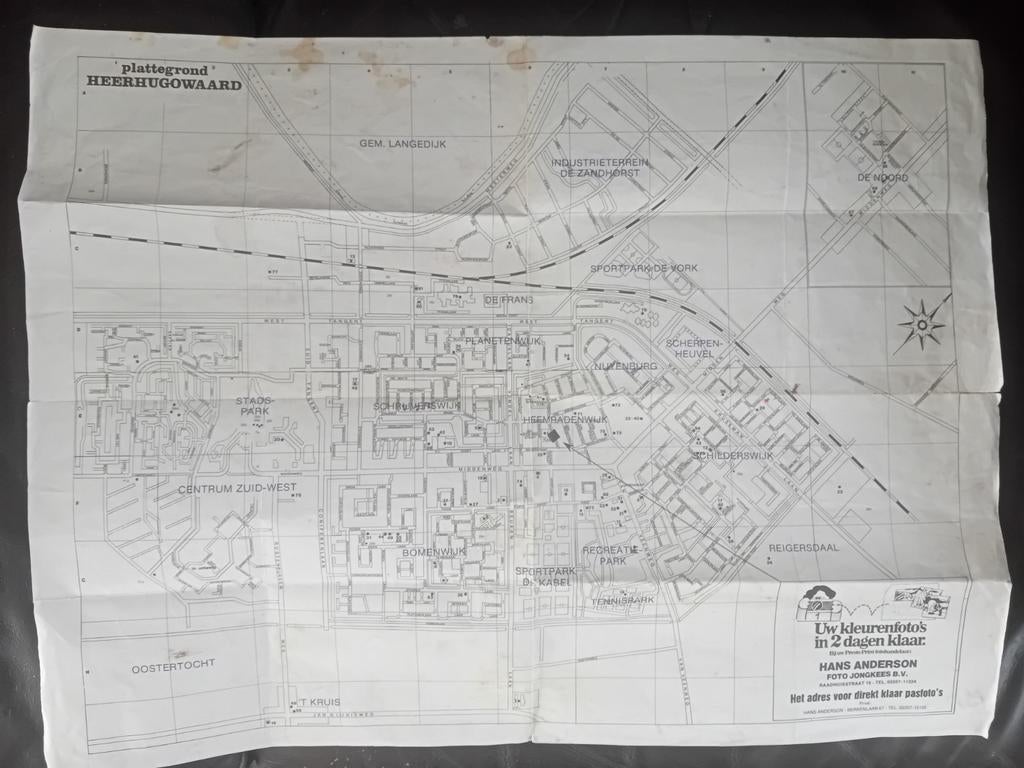 Plattegrond Heerhugowaard, Gelezen, Ophalen of Verzenden, Landkaart, 1800 tot 2000