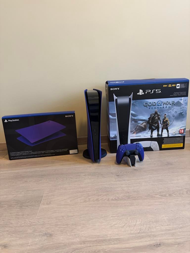 PS5 Digital Galactic Purple Editie - Z.G.A.N. met extra cove, Ophalen, Zo goed als nieuw, Playstation 5 Digital