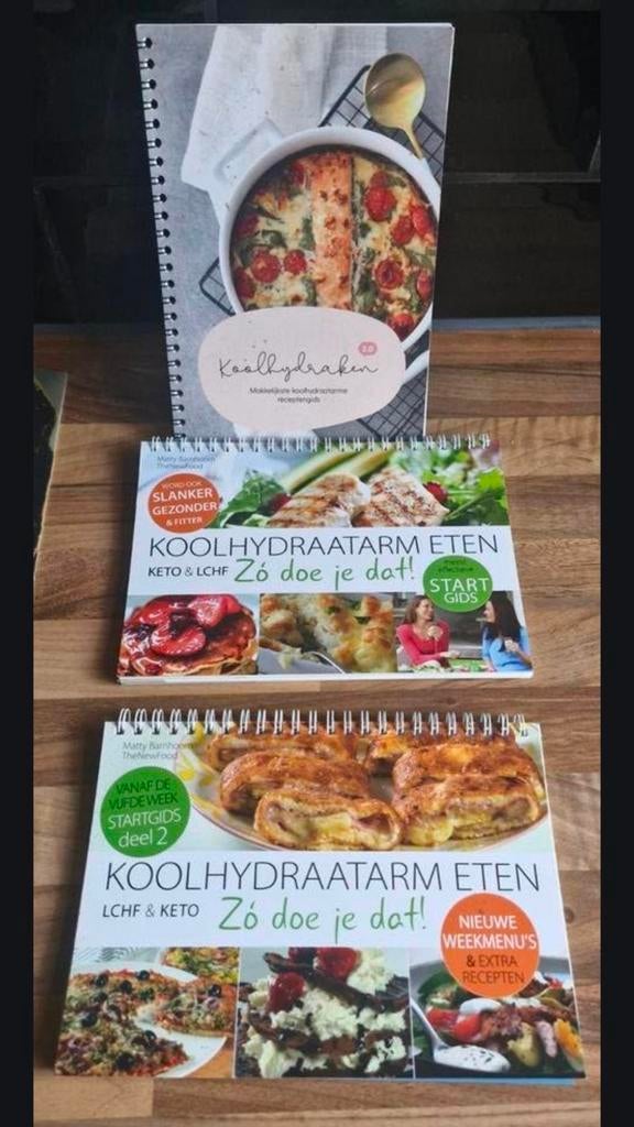 3x Koolhydraatarm Eten Kookboeken - Keto & LCHF Recepten, Ophalen of Verzenden
