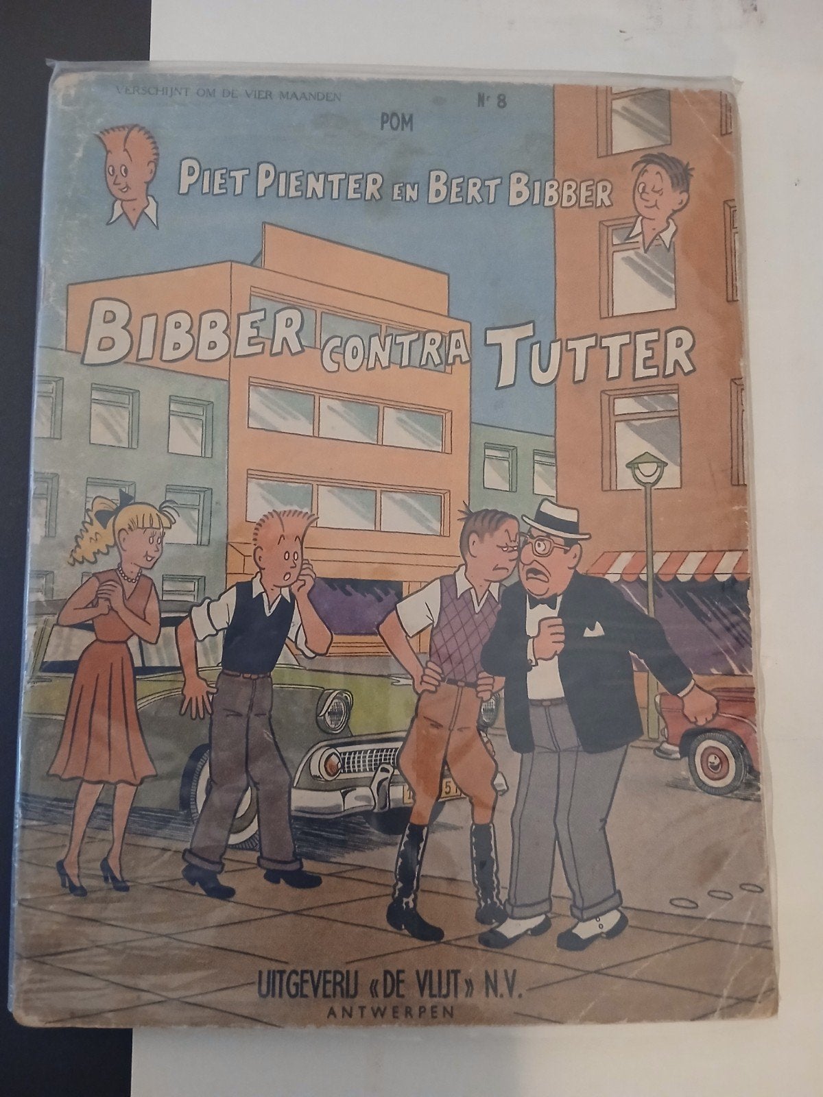 Piet Pienter en Bert Bibber - Bibber contra Tutter (nr. 8), Eén stripboek, Ophalen of Verzenden, Gelezen, Pom