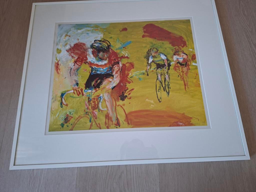 Modern Schilderij Wielrenner 62x72 cm, Ophalen