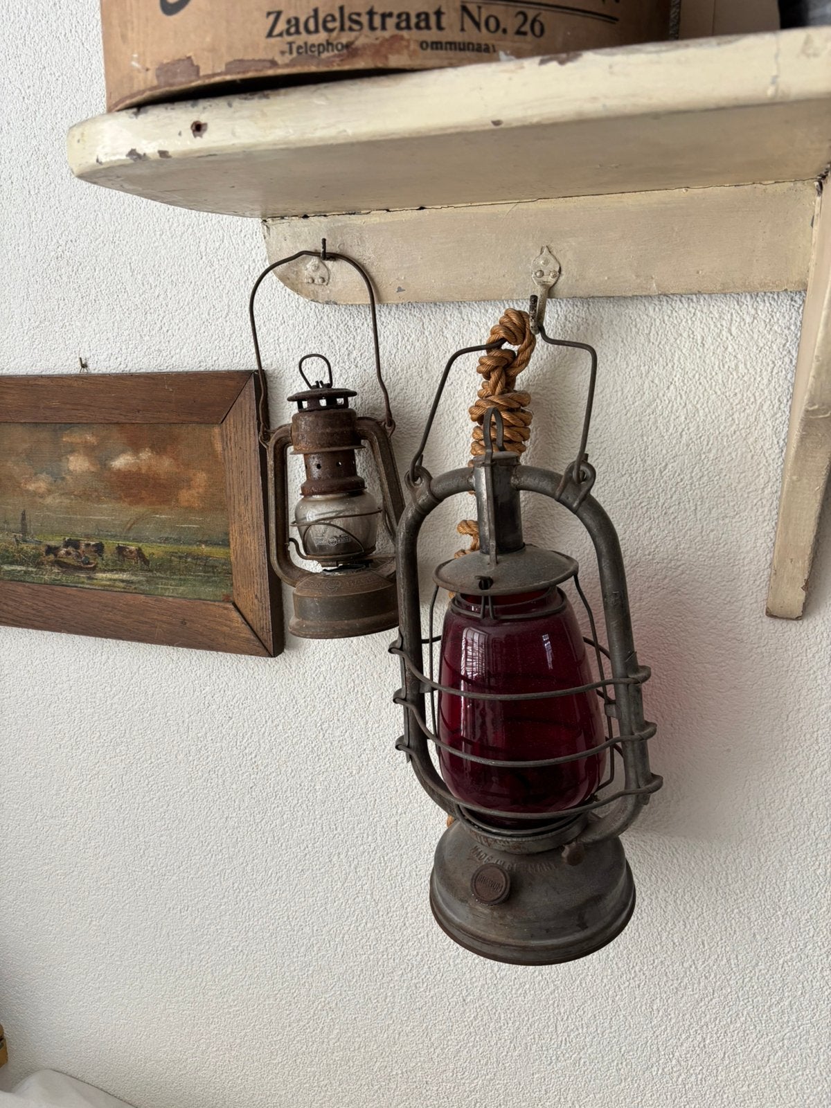 Oude Stormlamp gemerkt, Antiek en Kunst, Antiek | Lampen, Ophalen of Verzenden