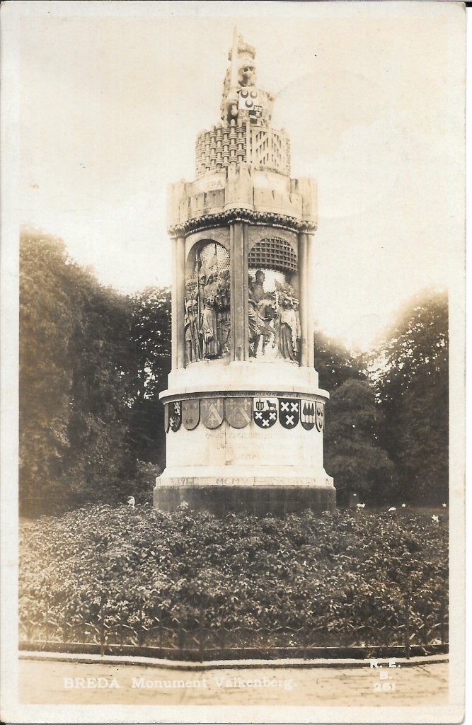 Monument Valkenberg Breda, Ophalen of Verzenden, 1920 tot 1940, Gelopen, Noord-Brabant