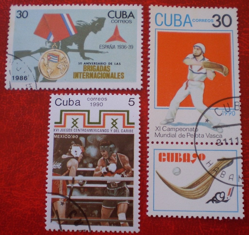Cuba - 3x Sport - 1x Boksen, Verzenden, Gestempeld, Midden-Amerika