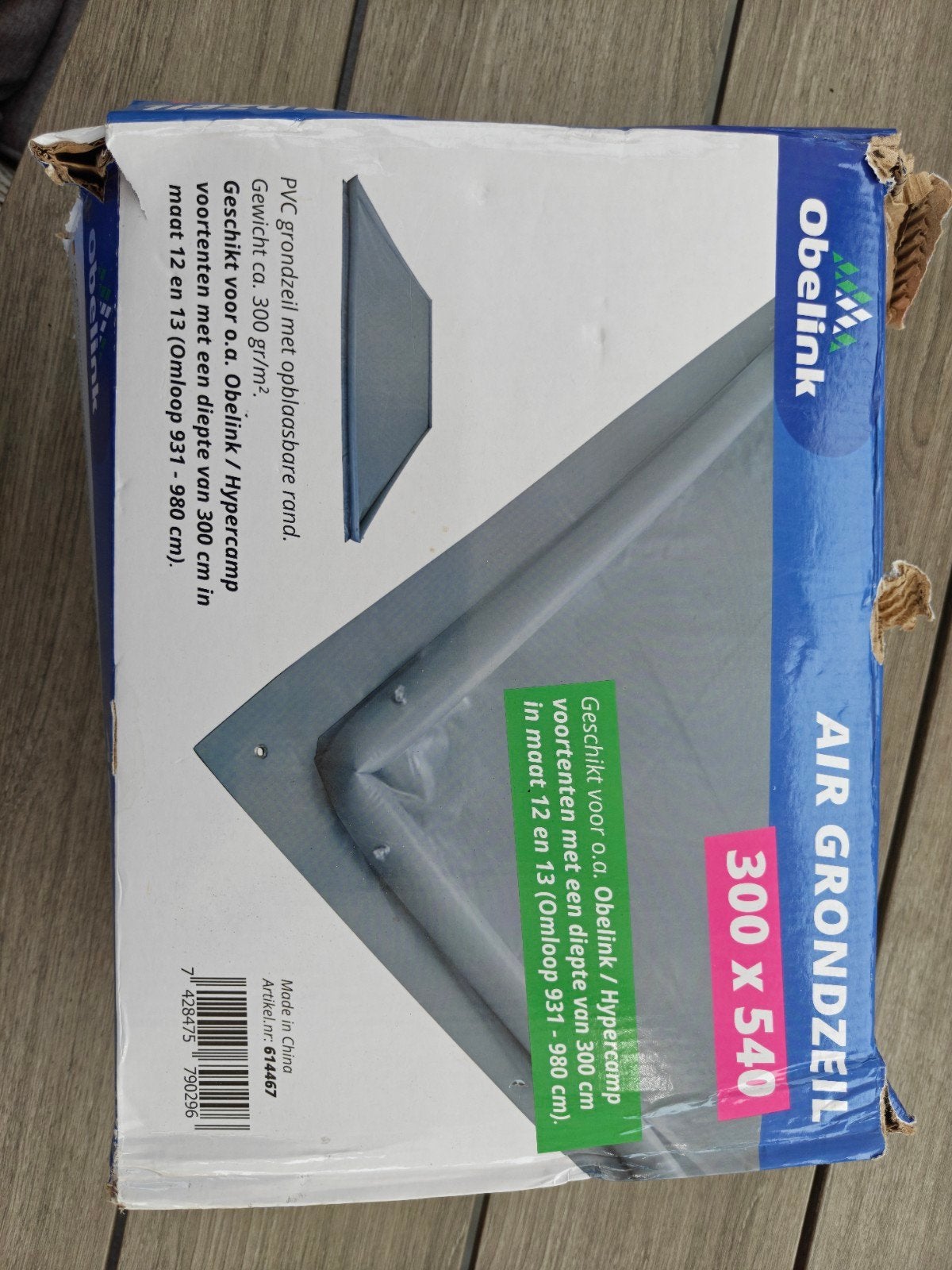 Obelink Air Grondzeil 300 x 540 met opblaasbare rand, Caravans en Kamperen, Ophalen, Nieuw