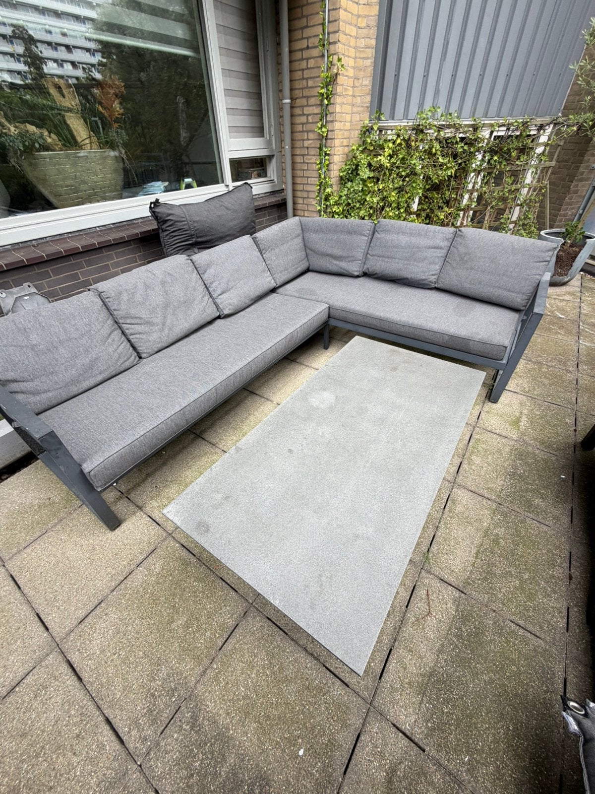 Loungeset tuin met verstelbare tafel, Tuin en Terras, Ophalen, Bank, Gebruikt, Loungeset