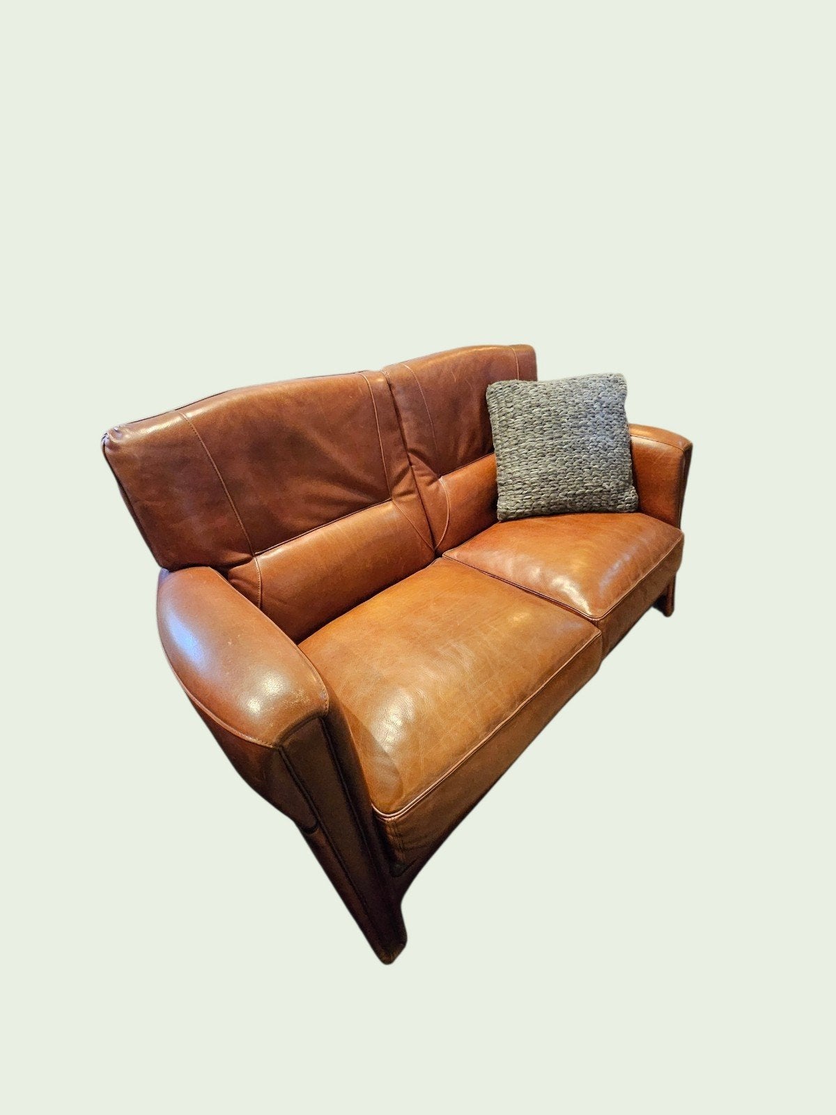 Leren tweepersoonsbank - Vintage stijl, Huis en Inrichting, Banken | Sofa's en Chaises Longues, Ophalen, Gebruikt, 150 tot 200 cm
